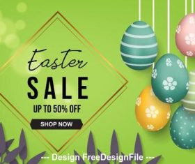 Green background easter egg flyer vector