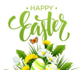 Green easter greeting card vector