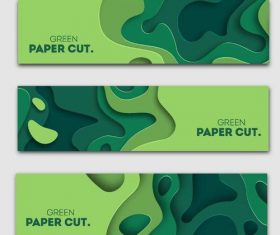 Green paper cut ply banners vector