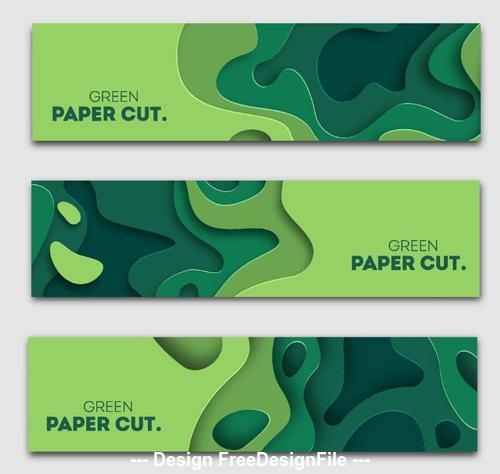 Green paper cut ply banners vector