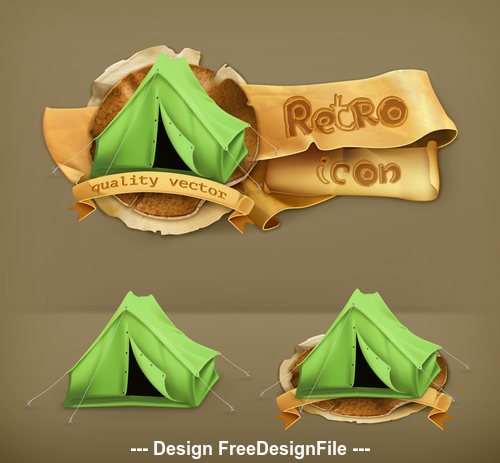Green tent icon vector
