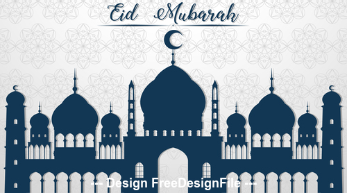 Grey mosque silhouette background vector