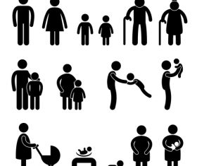 Growing matchstick men vector