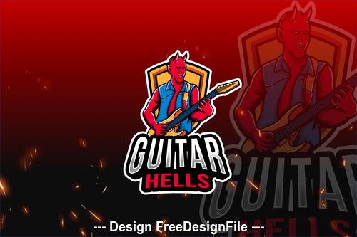 Guitar hells esport logo vector