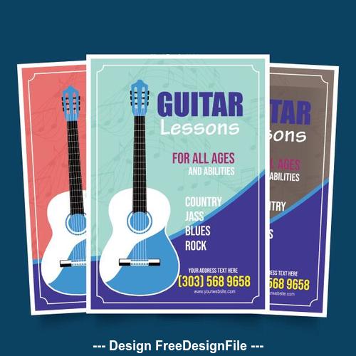 Guitar lessons poster vector