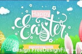 Happy 2020 easter day banner vector