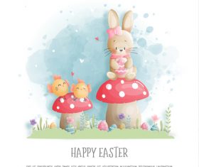 Happy Easter watercolor painting vector