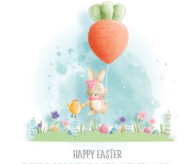 Happy Easter with cute bunnies illustration style paper vector