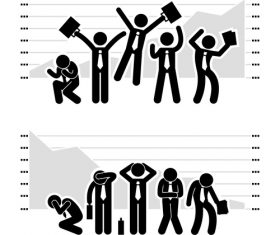 Happy and angry matchstick men vector