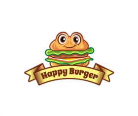 Happy burger mascot logo vector