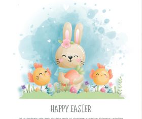 Happy easter bunnies chick vector