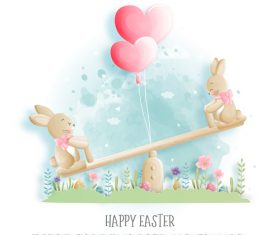 Happy easter bunny cartoon illustration vector