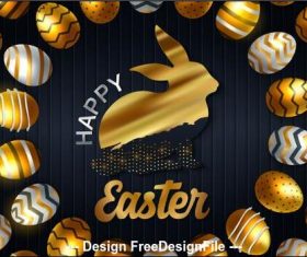 Happy easter luxury card vector