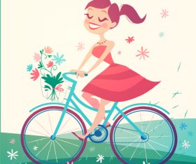 Happy girl spring tour illustration vector