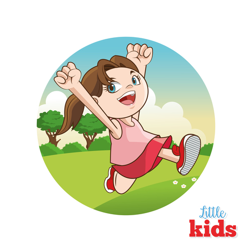 Happy little girl cartoon character vector