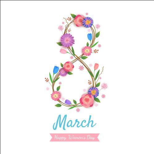 Happy march 8 international womens day greeting card vector