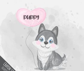 Happy puppy cartoon illustration vector