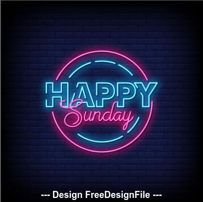 Happy sunday neon signs style text vector