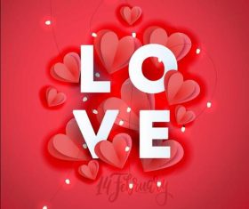 Heart and small lantern background Valentines day card vector