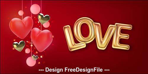 Heart pendant and golden font background vector