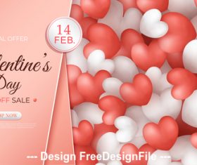 Heart shaped decorative background promotion flyer vector
