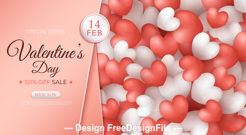 Heart shaped decorative background promotion flyer vector