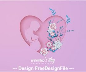 Heart-shaped silhouette Womens day greeting card vector