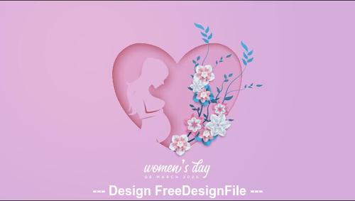 Heart shaped silhouette Womens day greeting card vector