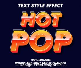 Hot pop 3d font effect editable text vector