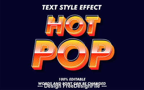 Hot pop 3d font effect editable text vector