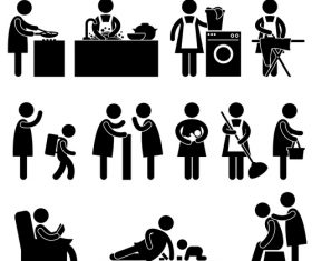 Housework matchstick men vector