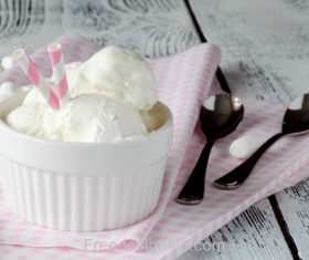 Ice Cream and tableware Stock Photo