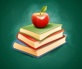 Illustration book and apple vector