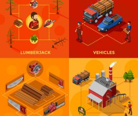 Illustration wood processing process vector