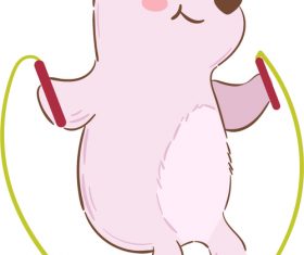 Jumping rope animal cartoon illustration vector