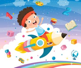 Kid dream cartoon vector