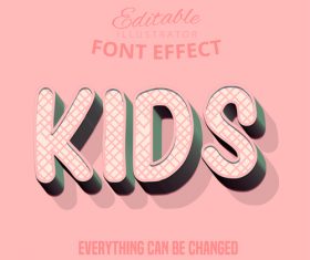 Kids 3d font effect editable text vector