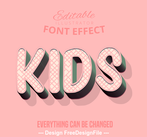 Kids 3d font effect editable text vector
