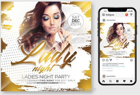 Lady Night Party PSD Flyer Template