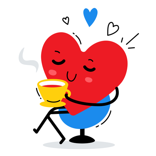 Leisure tea tasting heart illustration vector