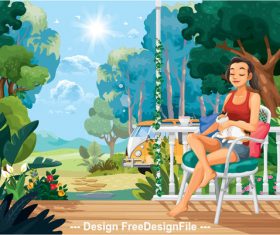 Leisure time cartoon illustration vector