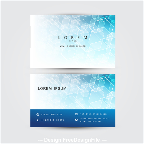 Light blue geometric background business card template design vector