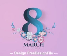 Light pink background Womens day greeting card vector