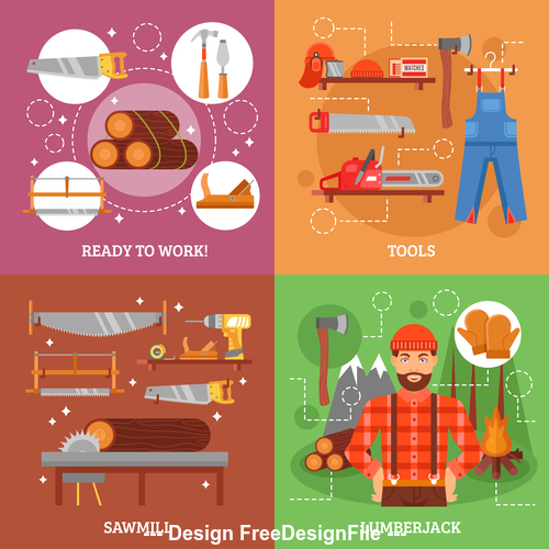 Lumberjackand tools and protection banner vector