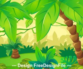 Lush coconut landscape illustration vector