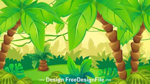 Lush coconut landscape illustration vector