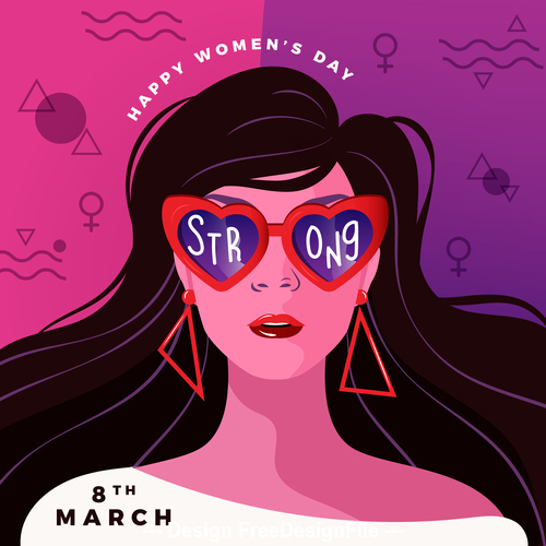 March 8 womens day cartoon illustration vector