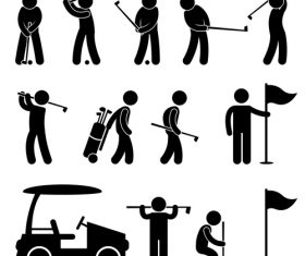Matchstick men playing golf vector