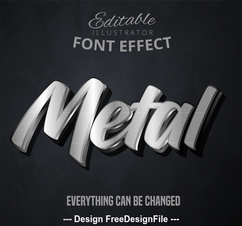 Metal 3d font text effect vector