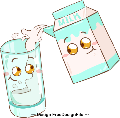 Milk cartoon illustration vector free download
